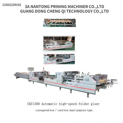 PLC controlado CQT1300 Gluer de folha automático de velocidade para caixas corrugadas e de papelão
