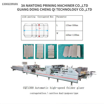 PLC controlado CQT1300 Gluer de folha automático de velocidade para caixas corrugadas e de papelão