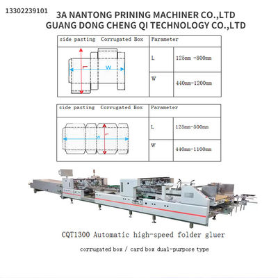 PLC controlado CQT1300 Gluer de folha automático de velocidade para caixas corrugadas e de papelão