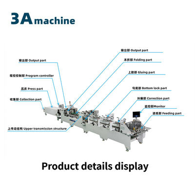 Máquina de colagem de caixa ondulada para pasta automática e máquina de colagem de fundo de bloqueio duplo
