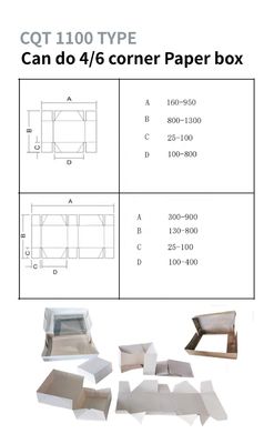 Papel de cartão 200g-650g 6 Corners Folder Gluer Machine para 4 Corner Box Folding