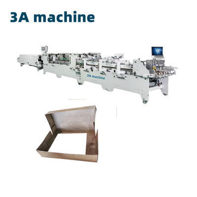 Máquina avançada de colagem de pastas controlada por PLC para caixa de papel de 4 e 6 cantos